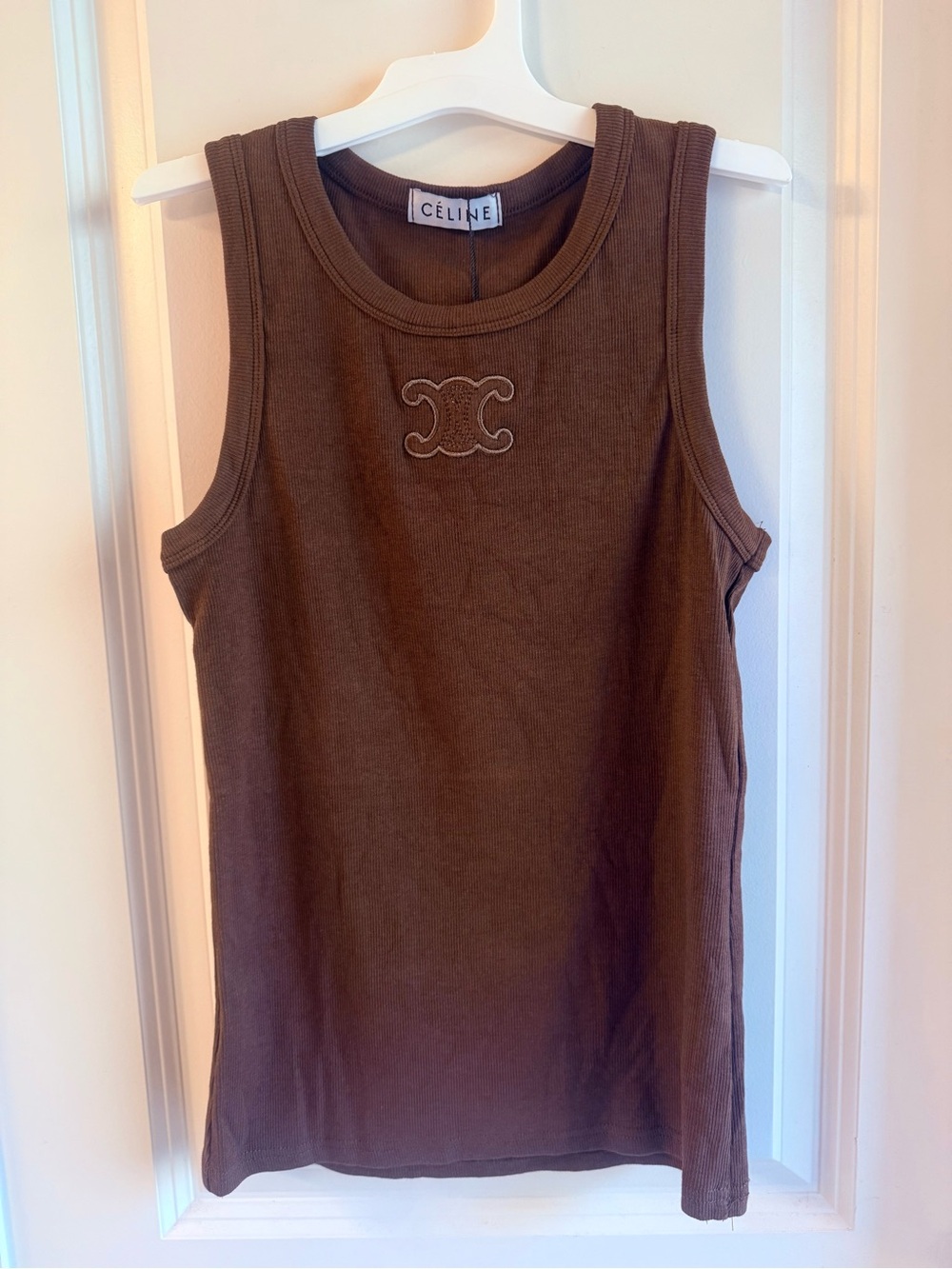 Celine choco brown Logo Tank Top